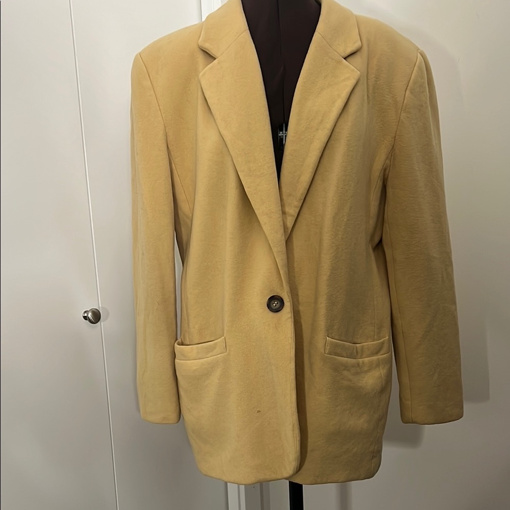 Classic Yellow Butter Felted Coat Blazer